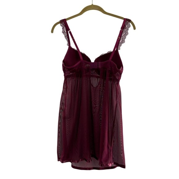 Daisy Fuentes Sheer Lace L Babydoll Nightgown Lingerie Plum Adjustable Purple - Picture 6 of 9